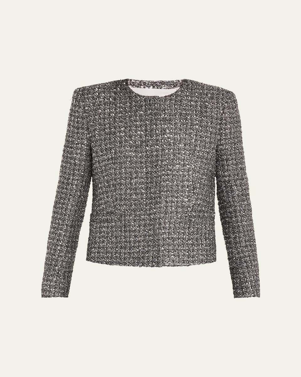 Metallic Paillette Tweed Shrunken Jacket